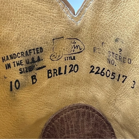 Justin Handcrafted Western Cowboy Boots BRL120 Bent Rail Brown Tan Womens 10B - Picture 13 of 14